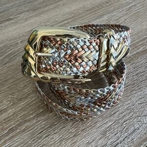 Vintage Accessories by Pearl Metallic Braided Belt Gold Buckle 1986 S/M